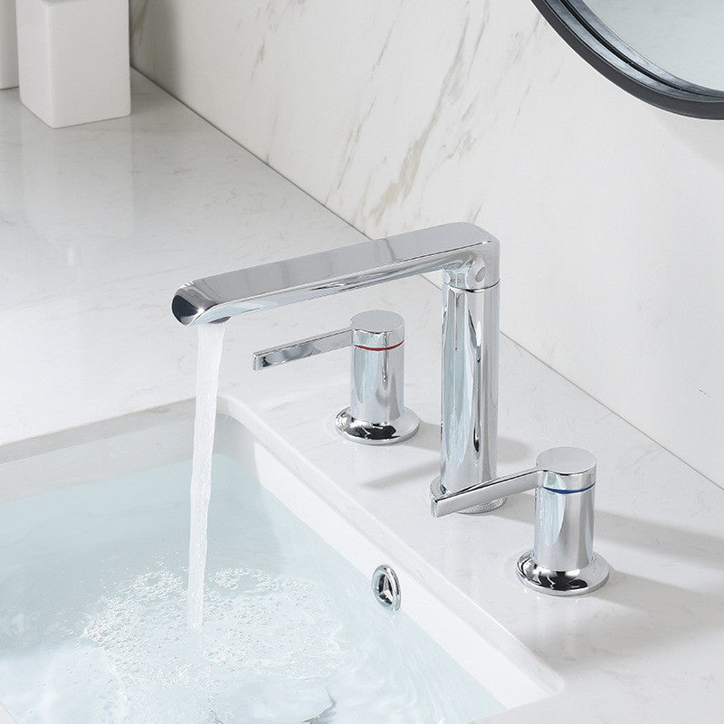 7.28" H Luxury Vanity Sink Faucet 3-hole Circular Bathroom Faucet