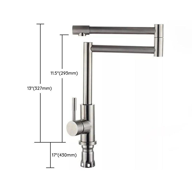 Modern Kitchen Faucet Single Lever Handle Swivel Stainless Steel Pot Filler