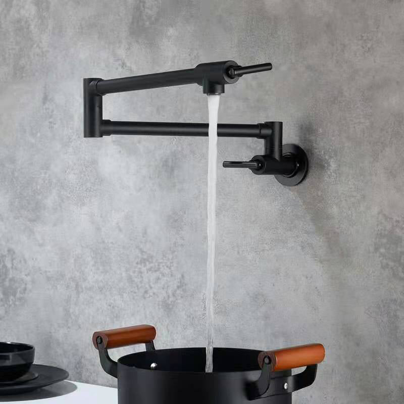 Black Pot Filler Single Lever Handle Modern Swivel 1-Hole Copper Kitchen Faucet