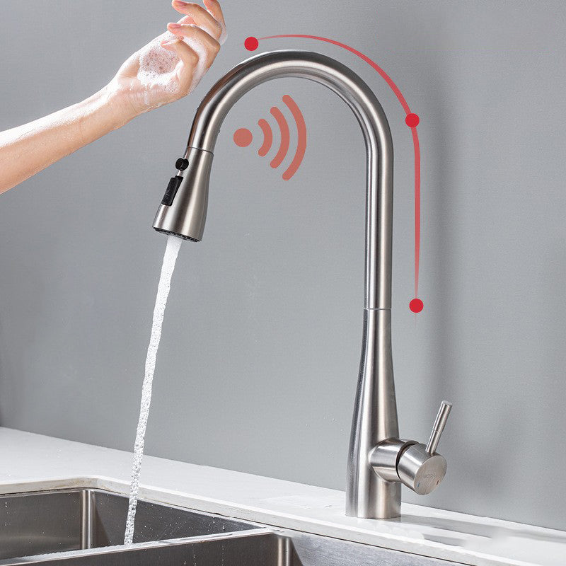 Touch Sensor Spray Kitchen Faucet Stainless Steel Swivel Spout with Pull Down Sprayer