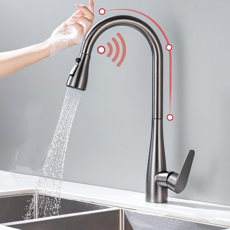 Touch Sensor Spray Kitchen Faucet Stainless Steel Swivel Spout with Pull Down Sprayer