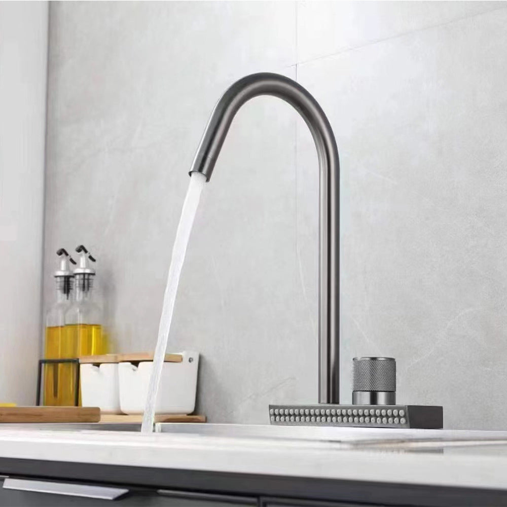 Contemporary Standard Kitchen Faucets Brushed Nickel No Sensor Swivel Spout