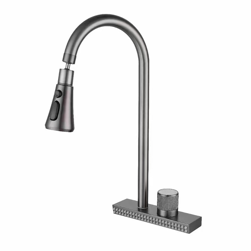 Contemporary Standard Kitchen Faucets Brushed Nickel No Sensor Swivel Spout