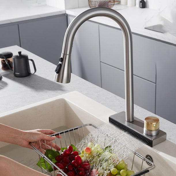 Contemporary Pot Filler Kitchen Faucet with Deck Plate 2 Hole Bar Faucet