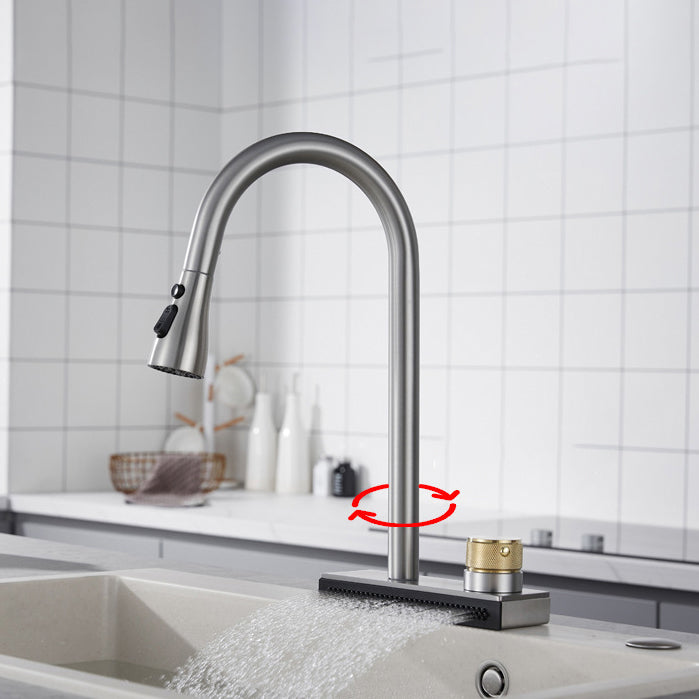 Contemporary Pot Filler Kitchen Faucet with Deck Plate 2 Hole Bar Faucet