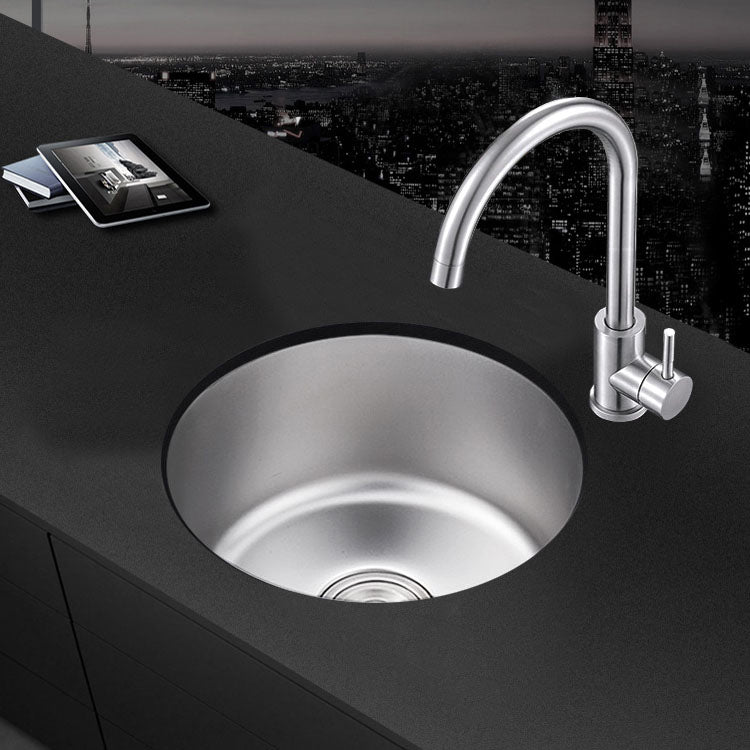 Round Stainless Steel Sink Single Bowl Undermount Sink with Basket Strainer