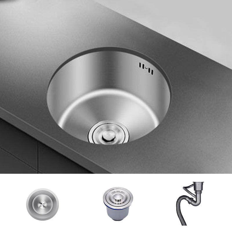 Round Stainless Steel Sink Single Bowl Undermount Sink with Basket Strainer