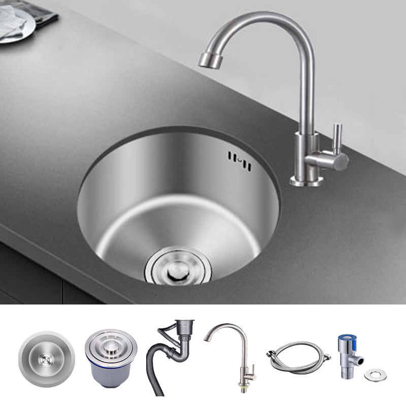 Round Stainless Steel Sink Single Bowl Undermount Sink with Basket Strainer