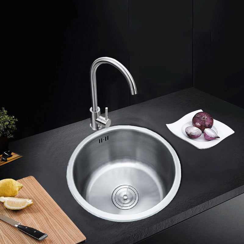 Round Stainless Steel Sink Single Bowl Undermount Sink with Basket Strainer