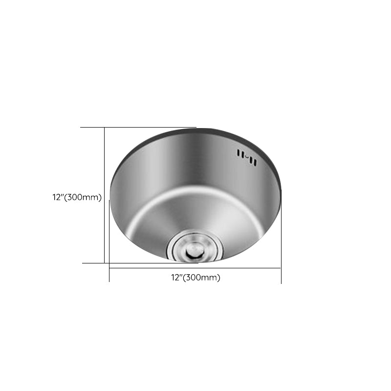 Round Stainless Steel Sink Single Bowl Undermount Sink with Basket Strainer