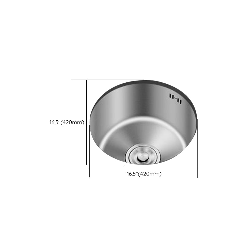 Round Stainless Steel Sink Single Bowl Undermount Sink with Basket Strainer