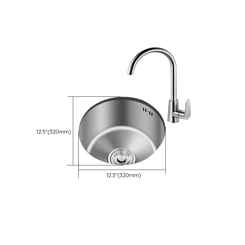 Round Stainless Steel Sink Single Bowl Undermount Sink with Basket Strainer