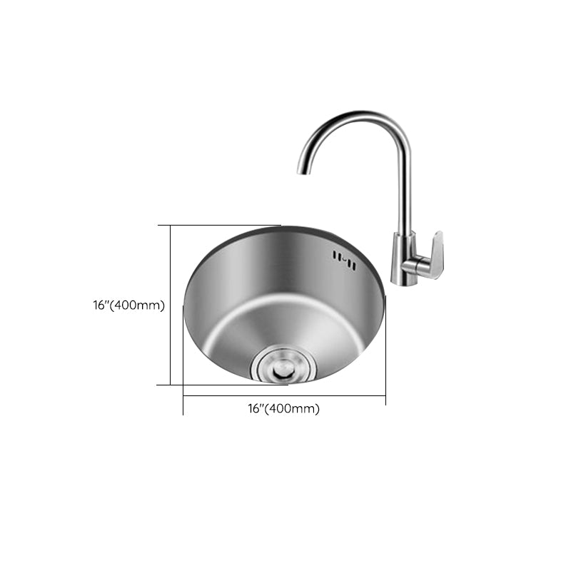 Round Stainless Steel Sink Single Bowl Undermount Sink with Basket Strainer