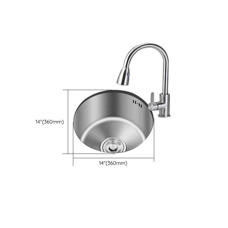 Round Stainless Steel Sink Single Bowl Undermount Sink with Basket Strainer