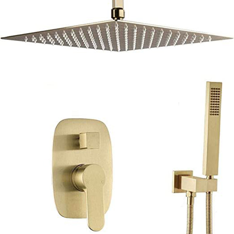 Shower Set Brass Modern Ceiling Mounted Dual Shower Head Square Swivel Shower System