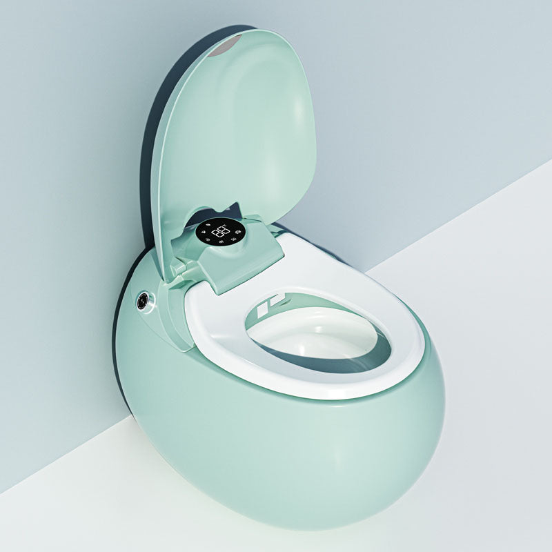 Round Floor Mount Bidet in Green Stain Resistant Deodorizing Smart Toilet