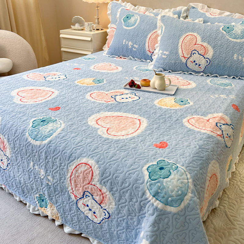 Cotton Bed Sheet 3-Piece Cartoon Wrinkle Resistant Sheet Set