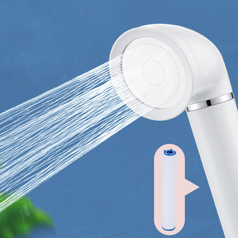 White Round Shower Head Plastic Supercharged Handheld Shower Head