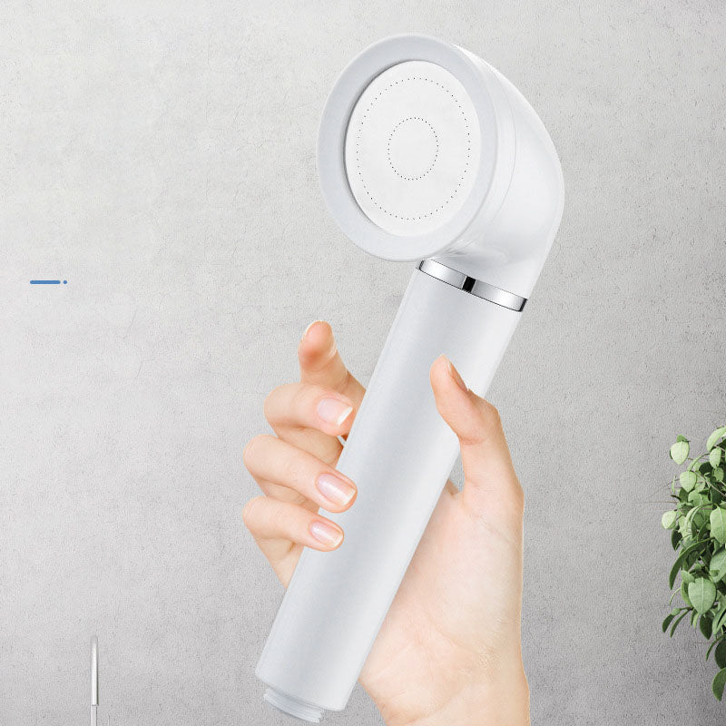 White Round Shower Head Plastic Supercharged Handheld Shower Head