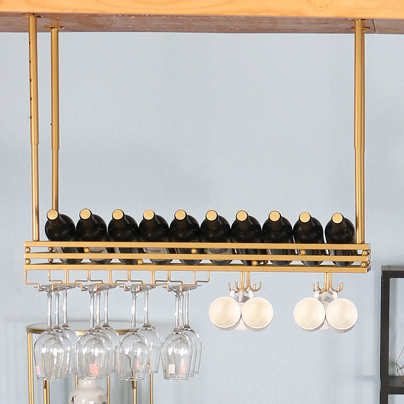 Hanging Wine Rack Metal Wine Bottle & Glass Rack for Dining Room