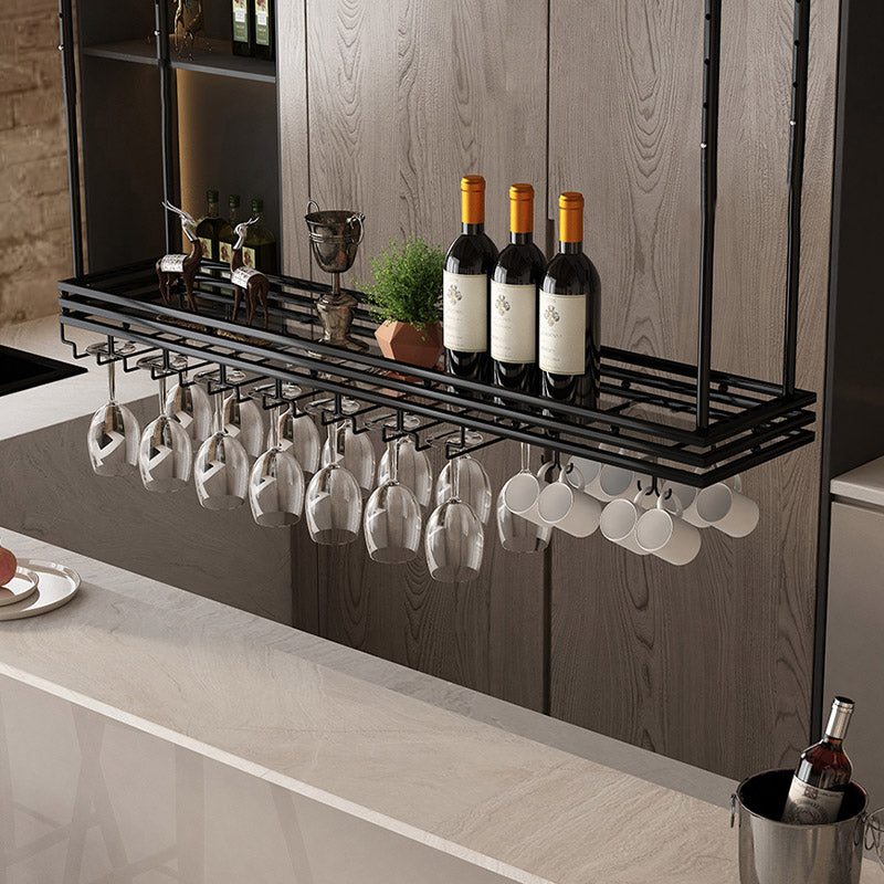 Hanging Wine Rack Metal Wine Bottle & Glass Rack for Dining Room