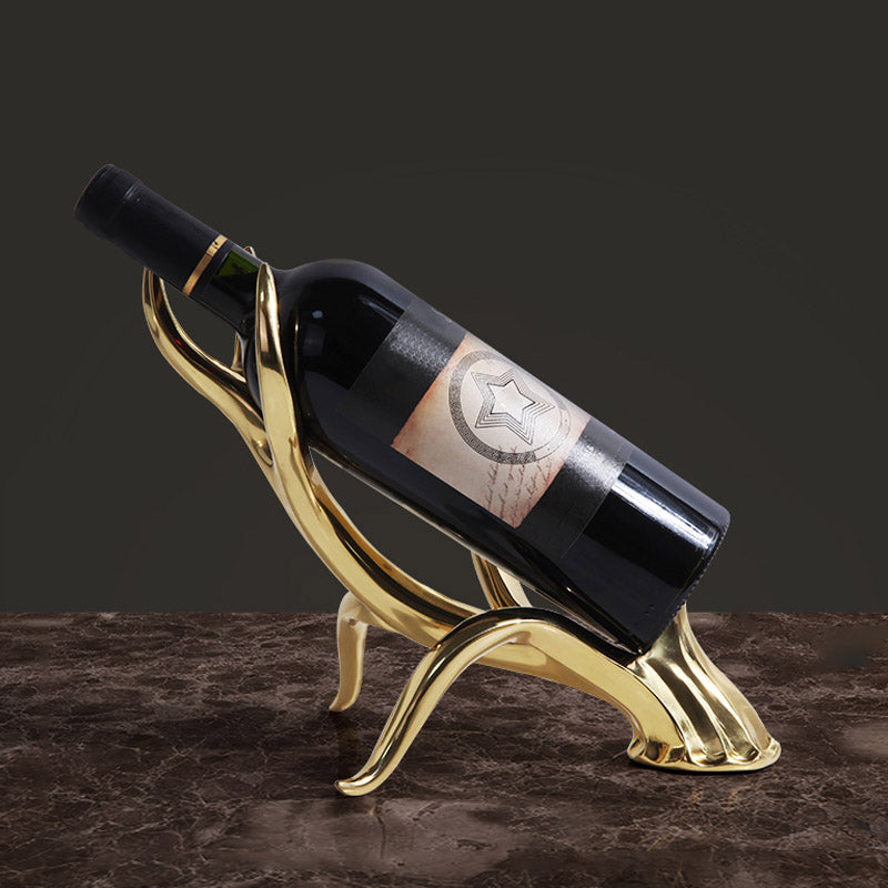 Countertop Wine Rack Metal Gold Wine Bottle Rack for Living Room