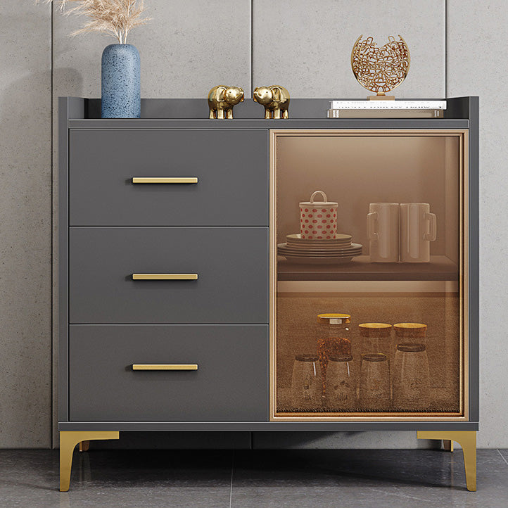 Glam Credenza Adjustable Shelving Wood Side Board with Cabinets and Drawers