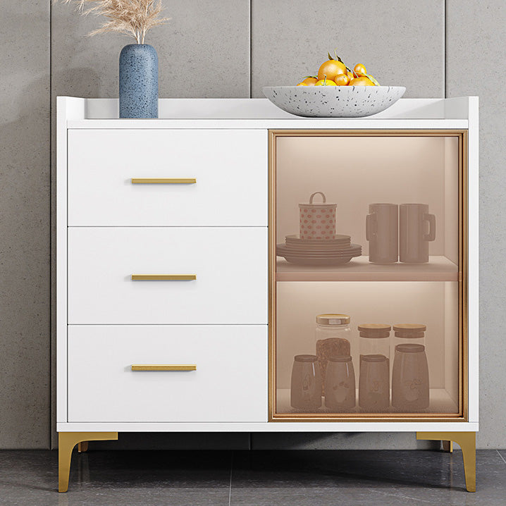 Glam Credenza Adjustable Shelving Wood Side Board with Cabinets and Drawers