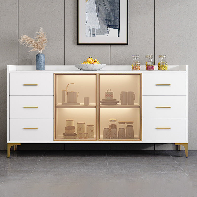 Glam Credenza Adjustable Shelving Wood Side Board with Cabinets and Drawers