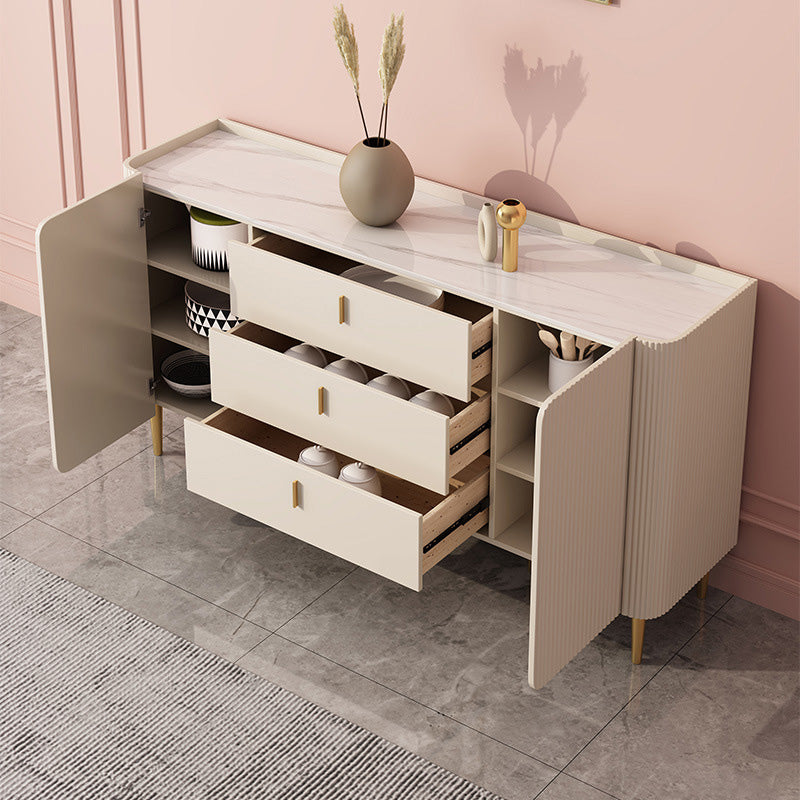 Glam Style Credenza Wood Side Board with Cabinet and Drawers