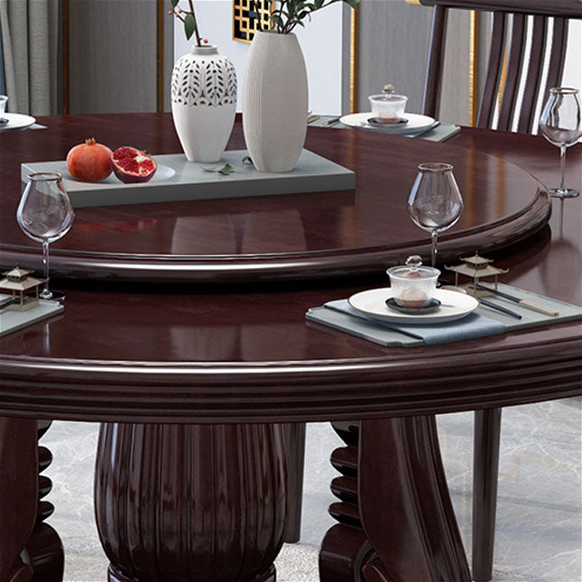 Wood Pedestal Dining Table Turntable Dining Table for Dining Room