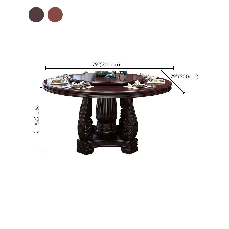 Wood Pedestal Dining Table Turntable Dining Table for Dining Room