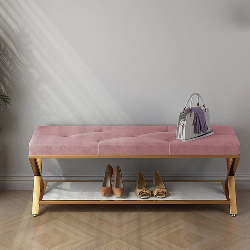 Modern Seating Bench Cushioned Metal Entryway Bench , 14-inch Width