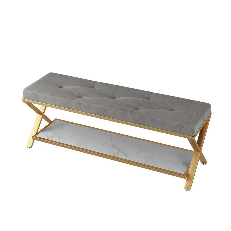 Modern Seating Bench Cushioned Metal Entryway Bench , 14-inch Width