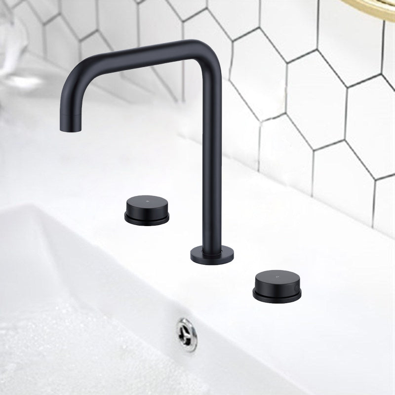 Glam Brass Widespread Bathroom Faucet 3 Hole Circular Vanity Faucet