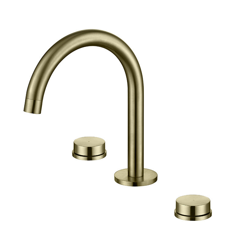 Glam Brass Widespread Bathroom Faucet 3 Hole Circular Vanity Faucet