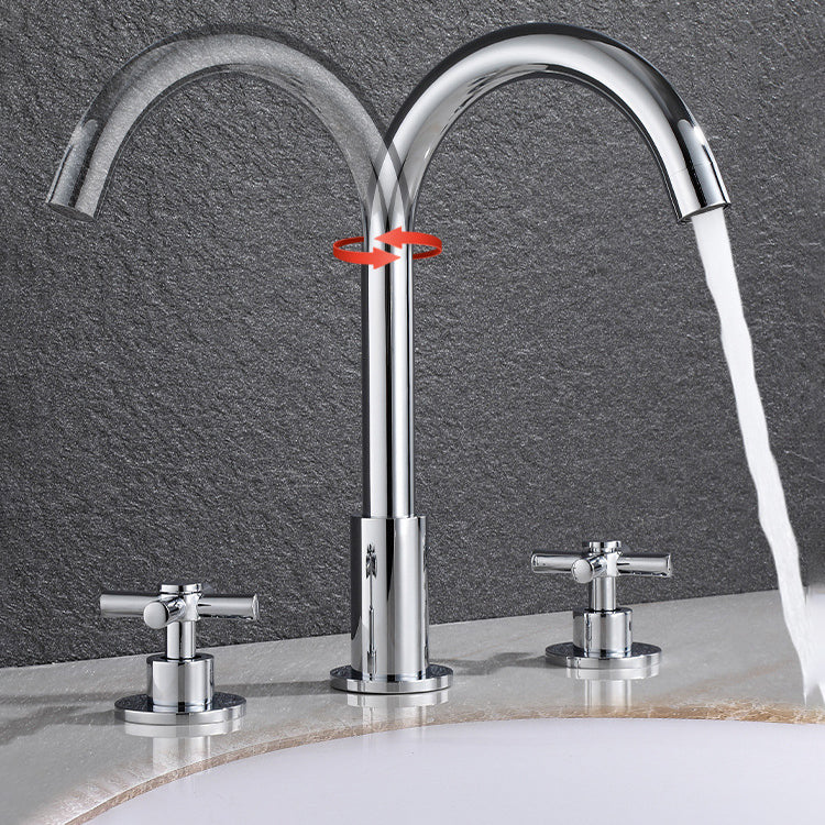 Goose Neck Bathroom Basin Faucet 2 Handle Hot and Cold Water Sink Faucet with Drain