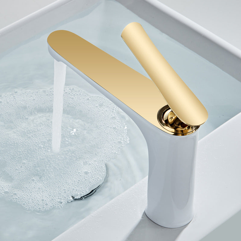 1 Handle Full Copper Bathroom Sink Faucet Nordic Modern Vanity Faucet with Drain