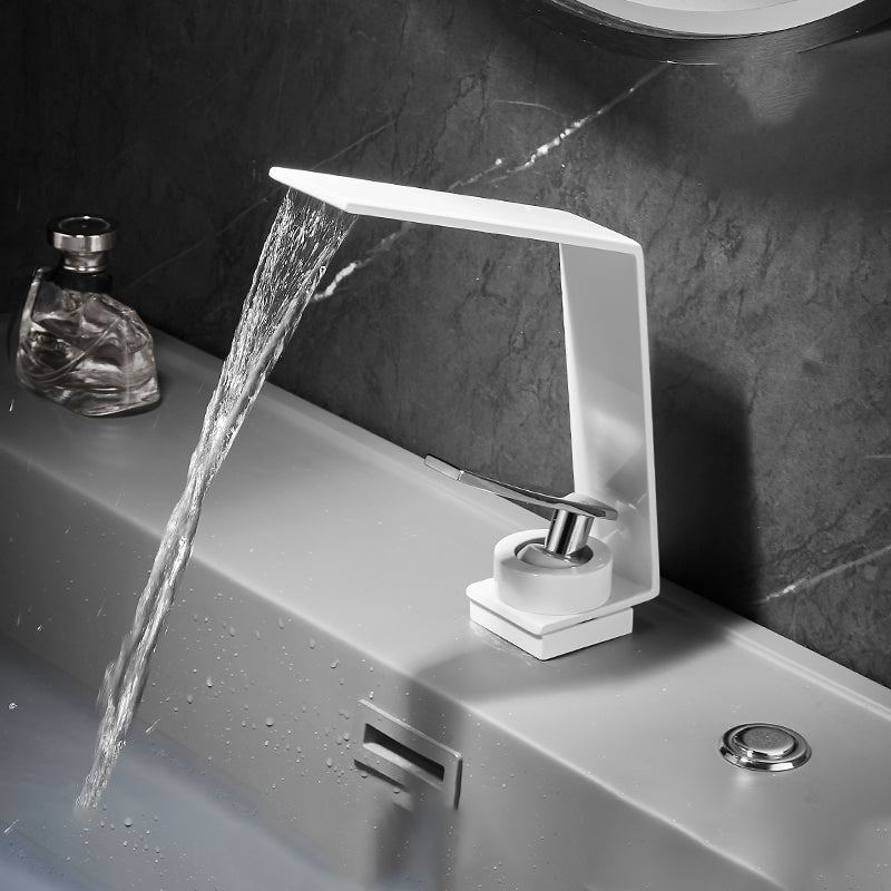 Metal Waterfall Spout Basin Lavatory Faucet Lever Handles Vessel Sink Faucet
