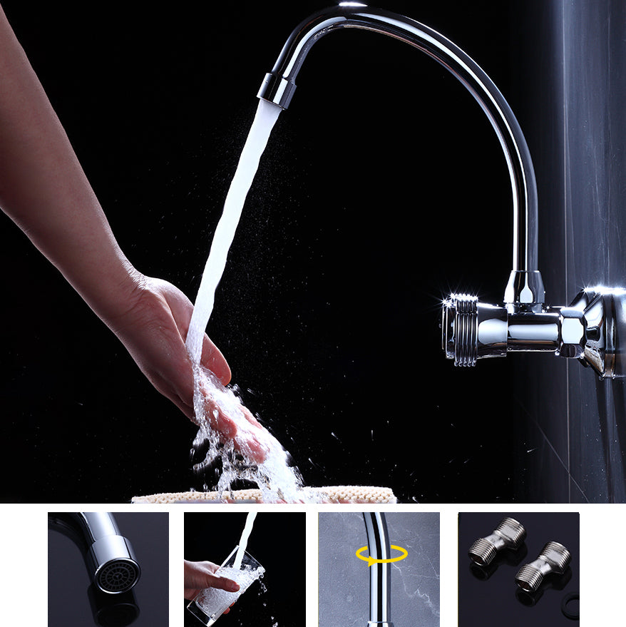 Modern Wall Mounted Spout Bar Faucet Single Lever Low Profile Kitchen Faucet