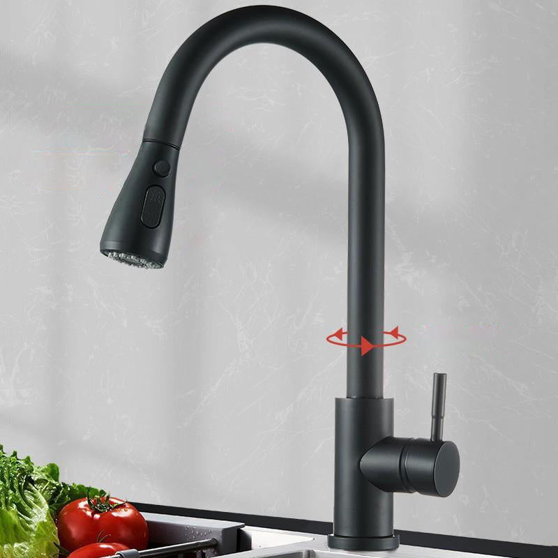 Contemporary Pull Down Kitchen Faucet Single Handle Faucet with Pull Out Sprayer