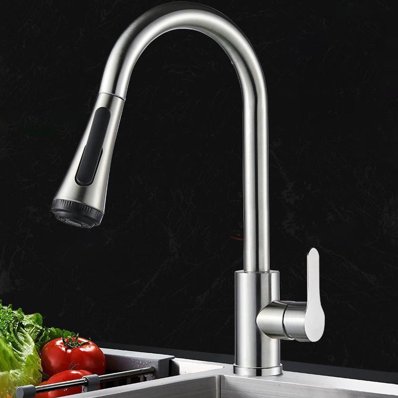 Contemporary Pull Down Kitchen Faucet Single Handle Faucet with Pull Out Sprayer