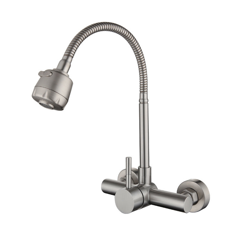 304 Stainless Steel Kitchen Faucet High Arch with Sprayer Bridge Faucets