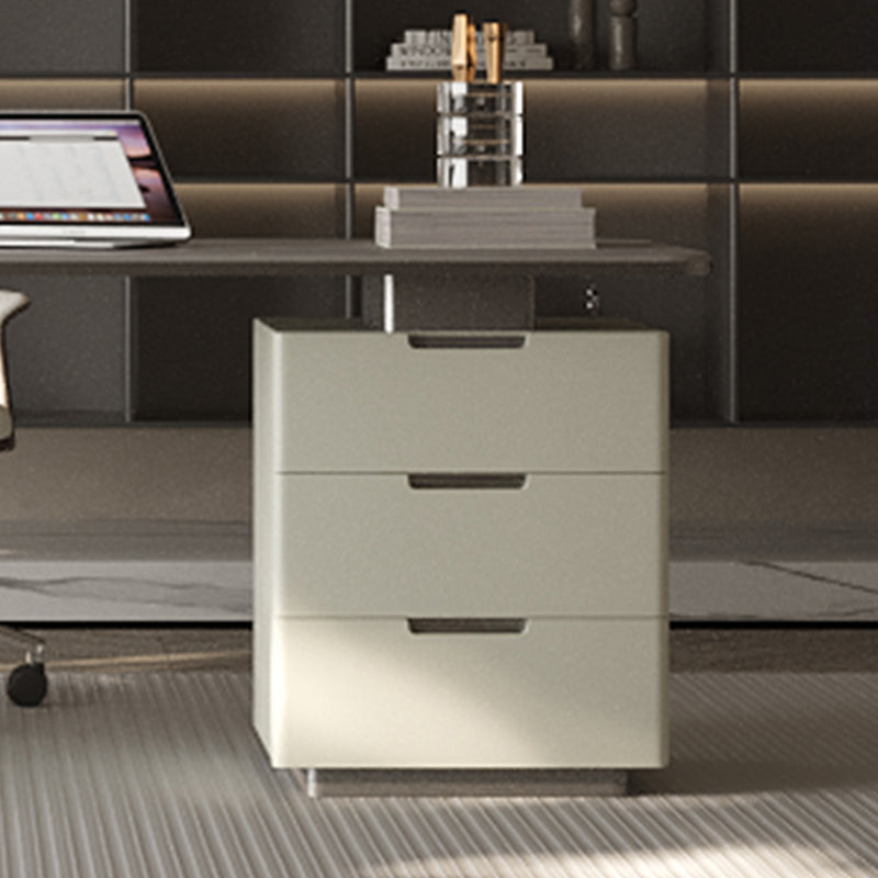 Modern Stone Office Desk Rectangular Shape Task Desks with Drawers in White