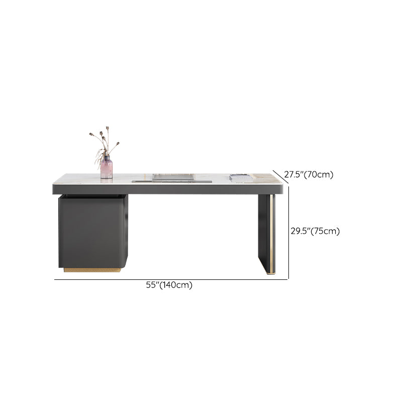 Modern Style Office Desk Rectangular Shape Task Desk with 2-Legs in Grey