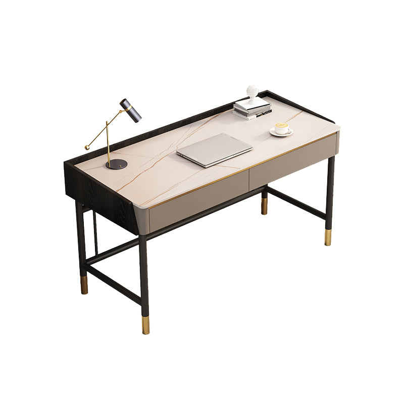 Modern Style Stone Office Desk Rectangular Shape Task Desk with 4-Legs for Home