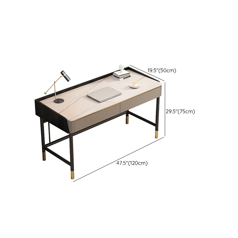 Modern Style Stone Office Desk Rectangular Shape Task Desk with 4-Legs for Home