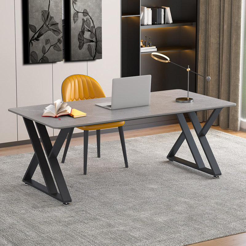 Modern Style Writing Desk Rectangular Shaped Task Desk in Grey for Office