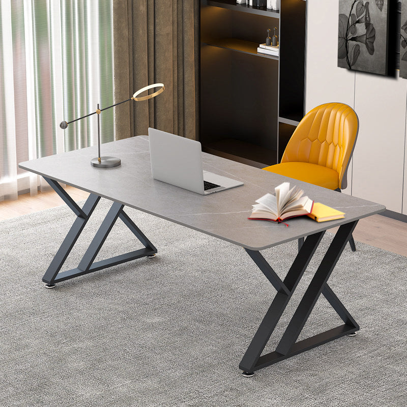 Modern Style Writing Desk Rectangular Shaped Task Desk in Grey for Office