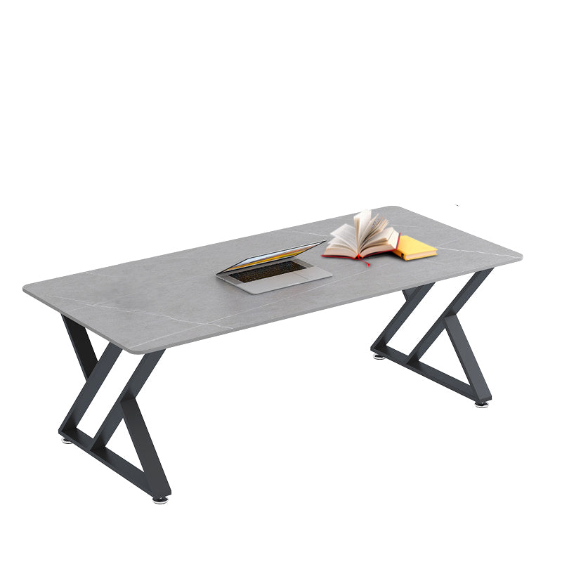 Modern Style Writing Desk Rectangular Shaped Task Desk in Grey for Office